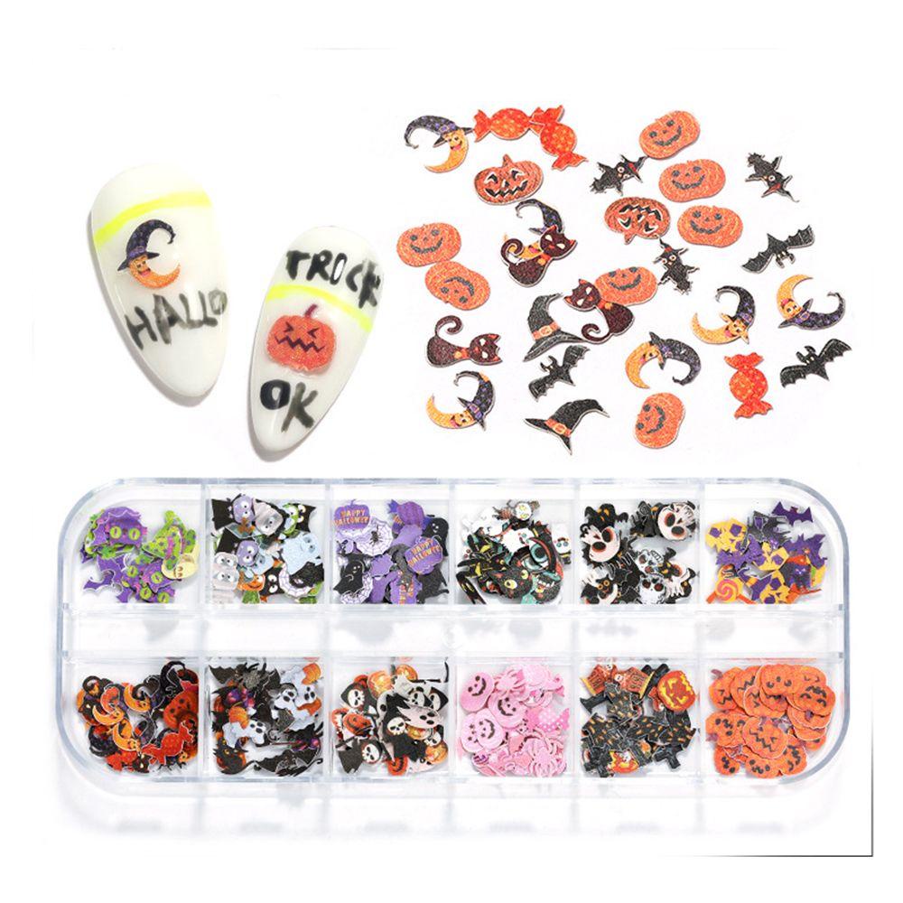 R-flower Nail Art Glitter Sequin Natal Stocking Maple leaf Ghost Skeleton Glitter Untuk Kuku