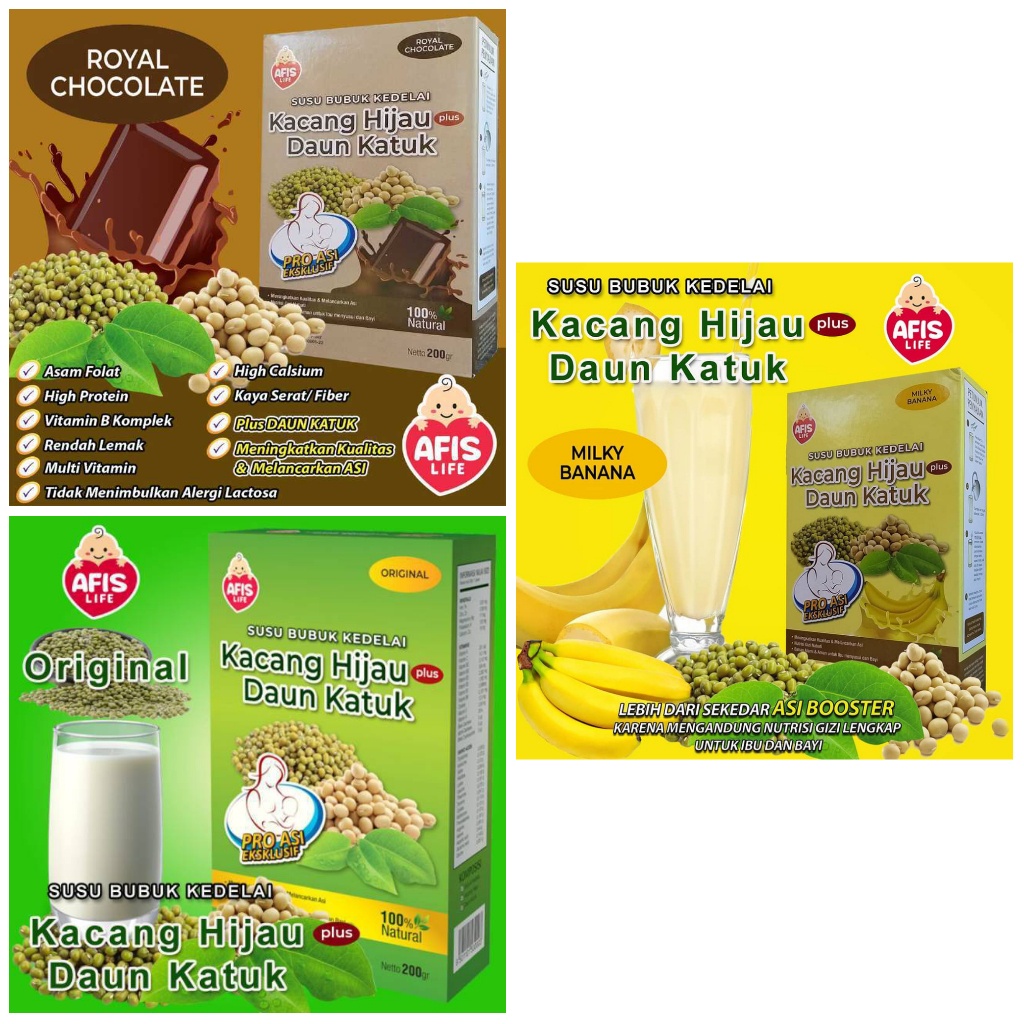 [BUY 1 GET 1] Afis Susu Daun Katuk Booster Asi Susu Pelancar Asi Susu Bubuk Kedelai Kacang Hijau