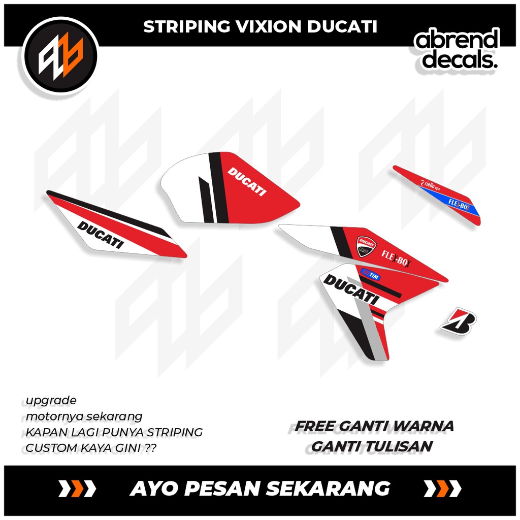 Striping Vixion Livery Ducati  STOCK DECALS / stiker motor yamaha vixion ducati CUSTOM DESIGN