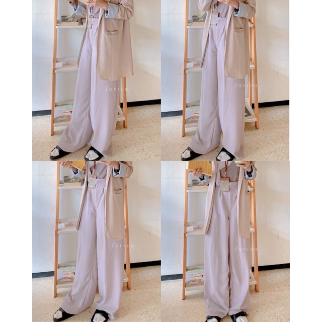 FARIVA - INJAE PANTS Celana HighWaist Korean Pastel Celana Kerja Premium