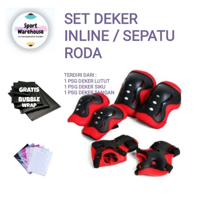 Deker Inline/Skate/Sepeda/ Sepatu Roda / Pelindung Lutut, Siku dan Telapak Tangan