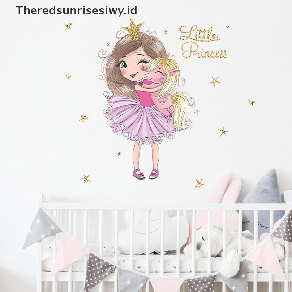 (Theredsunrisesiwy.Id) Stiker Dinding Gambar Kartun Unicorn Untuk Dekorasi Kamar Anak Perempuan