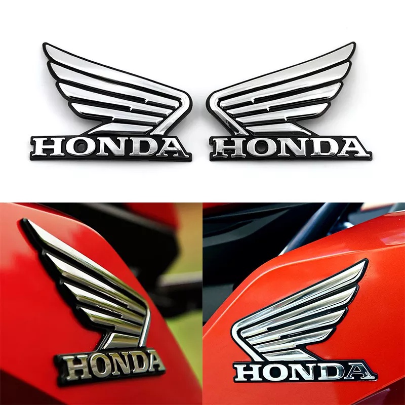 Emblem Sayap Honda 3D Stiker Wing Timbul Astrea Variasi 2 Pcs Satu Set Logo Wings Sepasang Kanan Dan Kiri Full Crome Croom Sticker Badge Chrome Vario Beat Straight Plate Lurus Motor Tebal Kaku Termurah Gold Silver Color 150 Kualitas Terbaik Murah Cutting