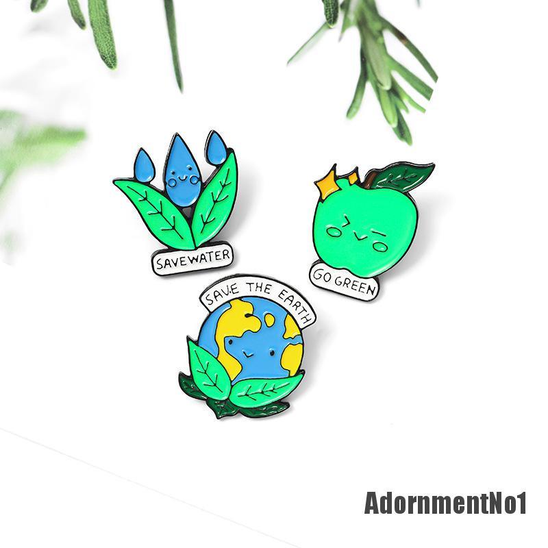 (Adornmentno1) Bros / Pin Enamel Motif Tulisan Save The Earth Untuk Aksesoris Pakaian / Tas