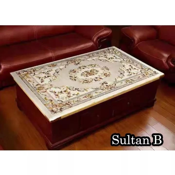 Taplak Meja Ruang Tamu Motif Sultan Bahan PVC Oilproof Cover Meja Table Mat Anti Air