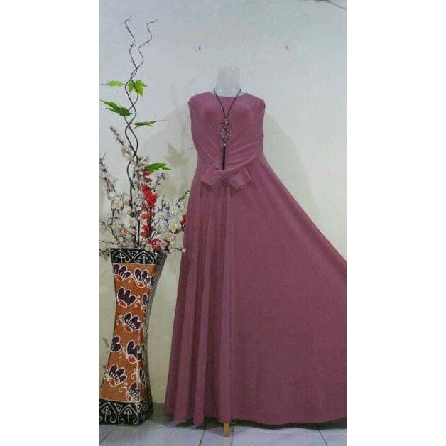 Gamis Polos Jersey Murah /Gamis Jersey Polos Ambrella / Gamis Terbaru - Merah bata DISKON