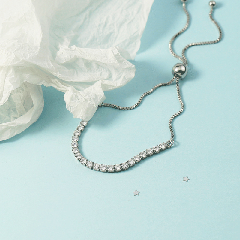 Fashion Zircon Crystal Gelang Adjustable Korea Fashion Style Kepribadian Sederhana