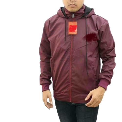[Promo Sale] COD/Jaket Parasut Olahraga Sporty Jogging Lari Polos Hitam M-XXL-Maroon