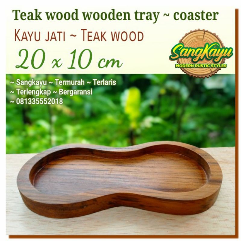 Wooden Tray ~ Coaster 20x10cm tatakan nampan kayu jati teak wood tray