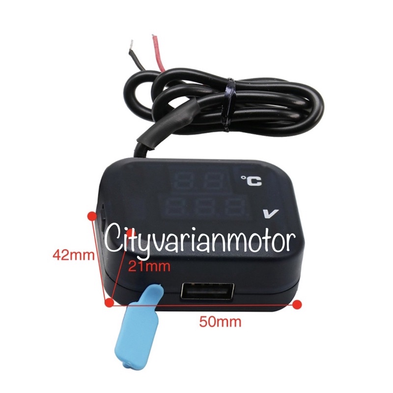 VOLTMETER 3IN1 KOTAK PLUS CHARGER 2A KEDUDUKAN BREKET SPION VOLTMETER AKI CHARGER SUHU 3 IN 1