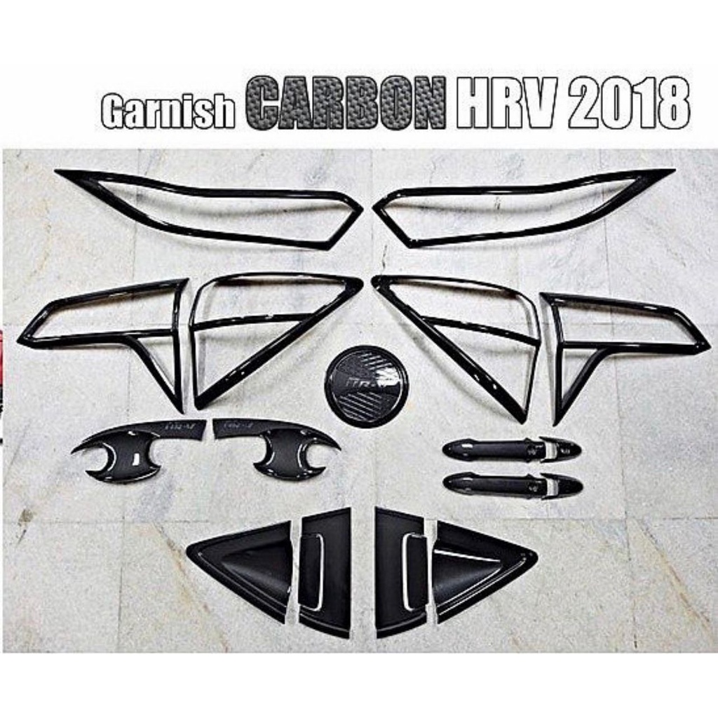 Paket Garnish Depan Belakang Outer Handle Tank Cover Hrv 2018 2021 2021 up Full Carbon