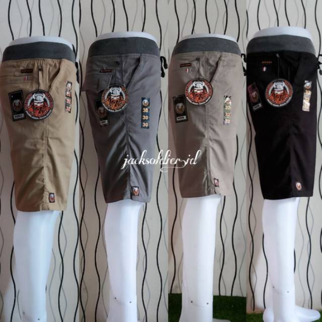 [BIG SIZE] Celana Chino Pendek Pria mick pinggang karet rip katun twill krem coklat surfing santaI