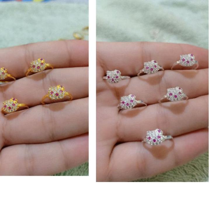 Harga Murah.. CINCIN ANAK HELLO KITTY PERAK 925 LAPIS MAS