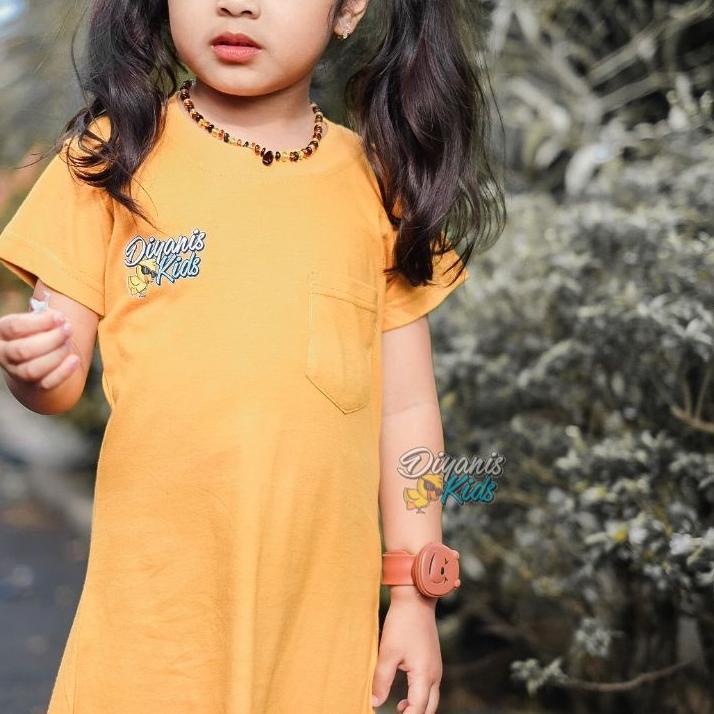 Model Baru BRINA dress kaos tunik baju anak perempuan polos  usia 2-7 tahun by diyanis kids