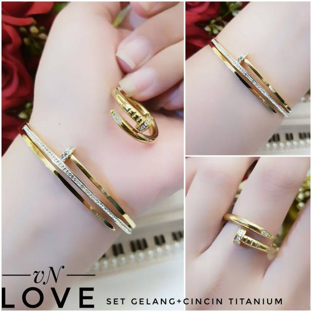 Set Titanium Gelang dan Cincin