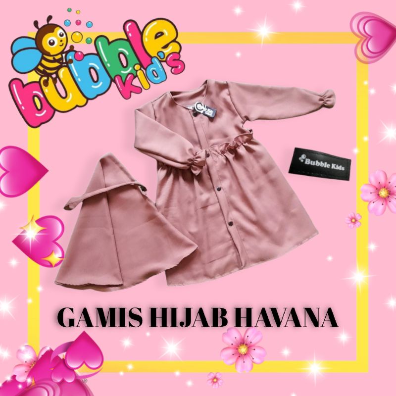 Gamis Hijab Tali Havana Bayi Anak Balita Perempuan Katun Polos Lucu 0-3 Tahun