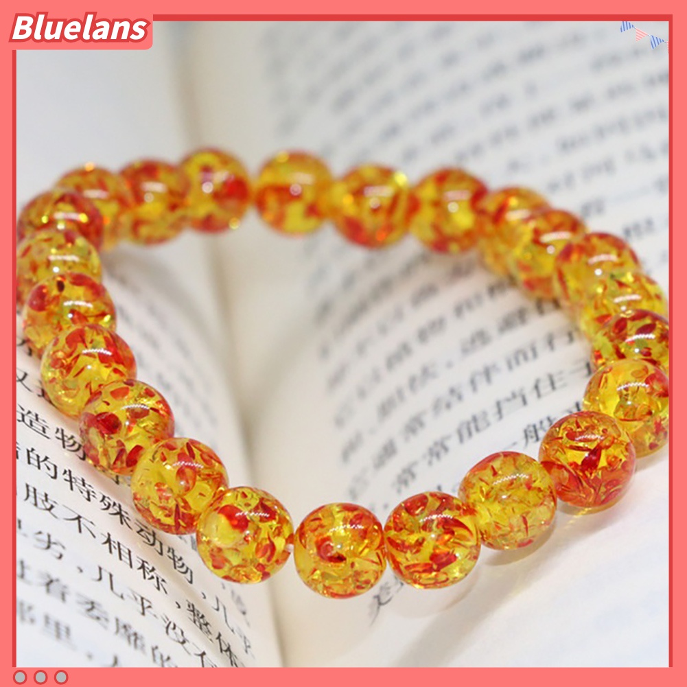 Gelang Manik-Manik Batu Amber Buatan Ukuran 8mm / 10mm Untuk Pria Dan Wanita