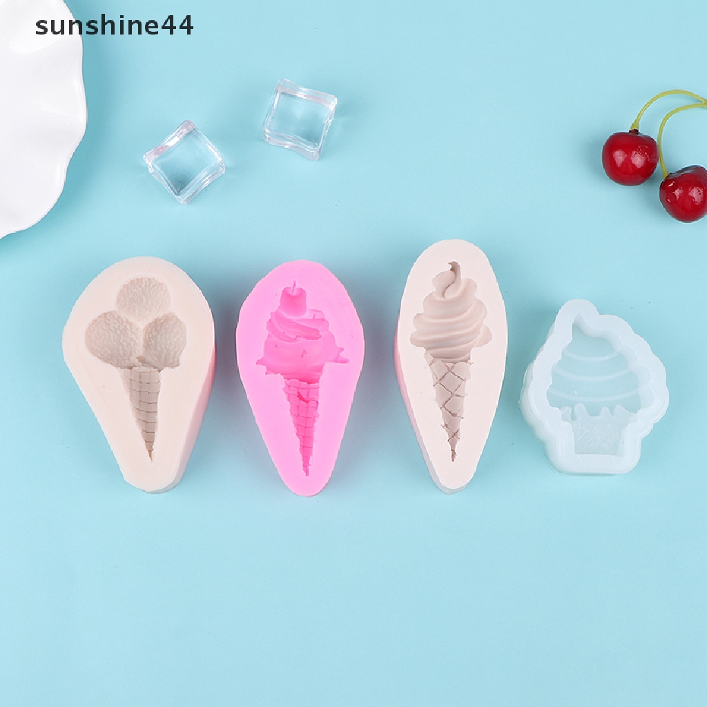 Sunshine Ice cream cone chocolate fondant silicone mold cake decorative ornaments plug-in .