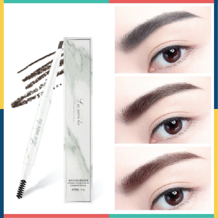 LAMEILA Pensil Alis Eyebrow 2 in 1 Kepala Ganda 7 Warna LA001 801