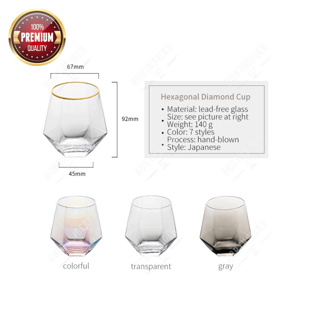 GELAS MINUM KACA CRYSTAL DIAMOND SHAPE | KOPI WINE WHISKEY