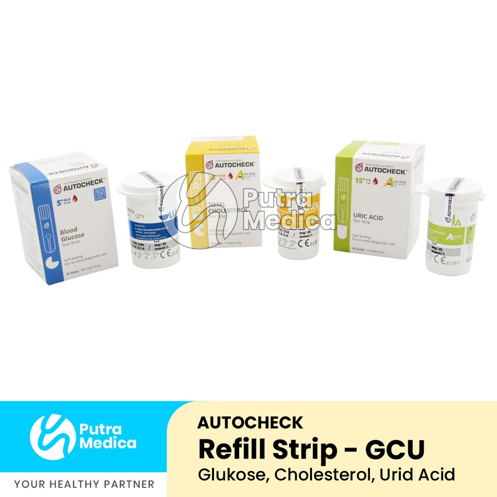 Autocheck Strip / Stik Cek Darah / Refill Test Gula Darah Kolesterol Asam Urat / Strips Glucose Cholesterol Urid Acid