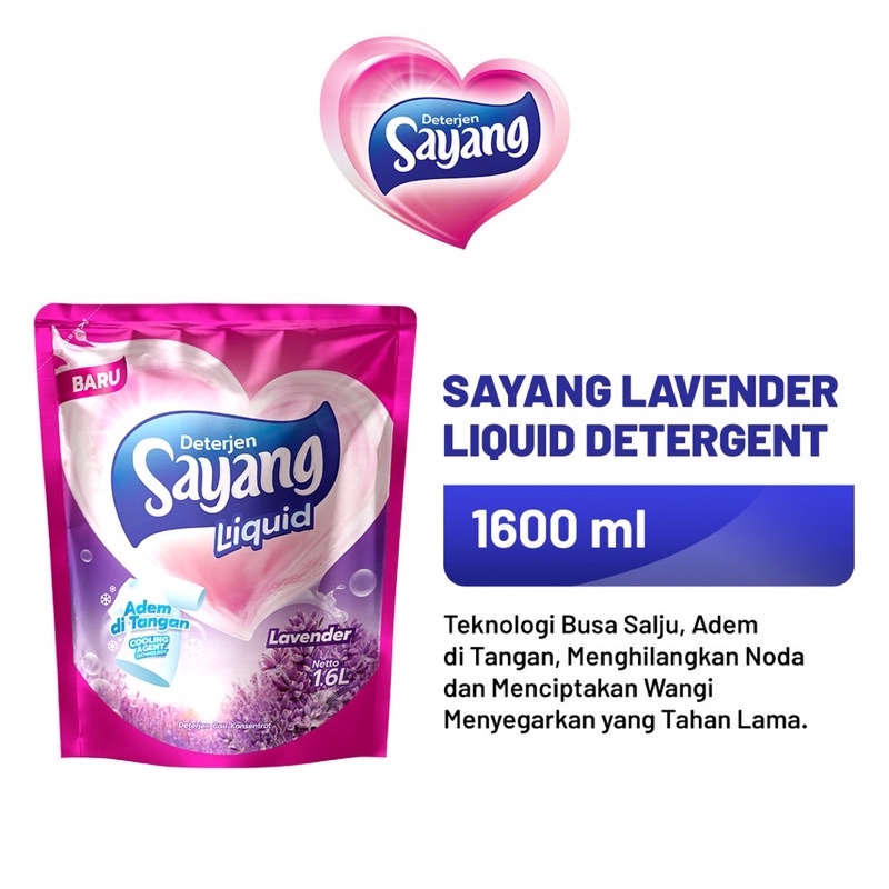 Detergen sayang liquit (cair) Rose, lavender, original fresh 1,600ml