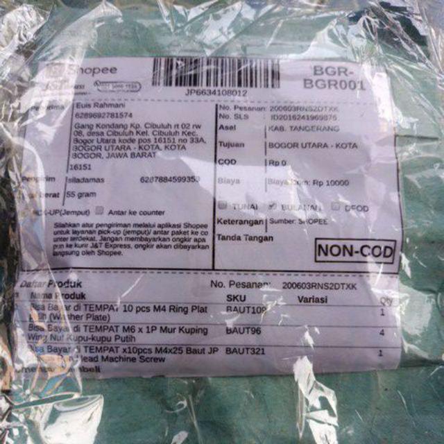 Bisa Bayar Di Tempat M6 X 1p Mur Kuping Wing Nut Kupu-kupu Putih