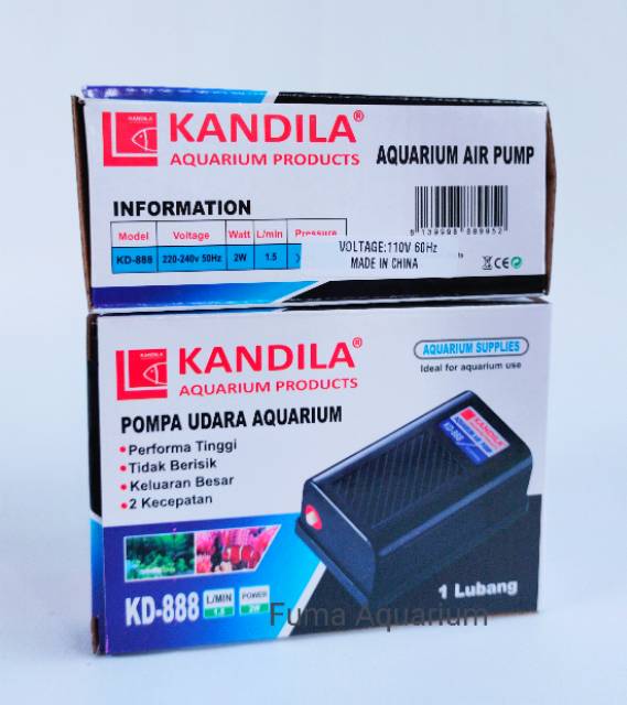 KANDILA KD 888 Pompa Airpump Aerator 1 lubang Pompa Gelembung Udara Oksigen Aquarium Aquascape