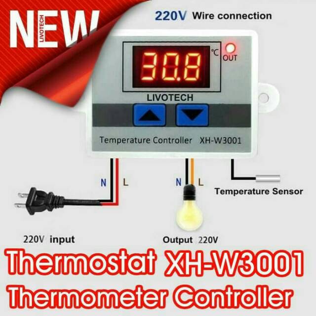 Thermostat digital XH-W3001 220V AC Temperature Controller