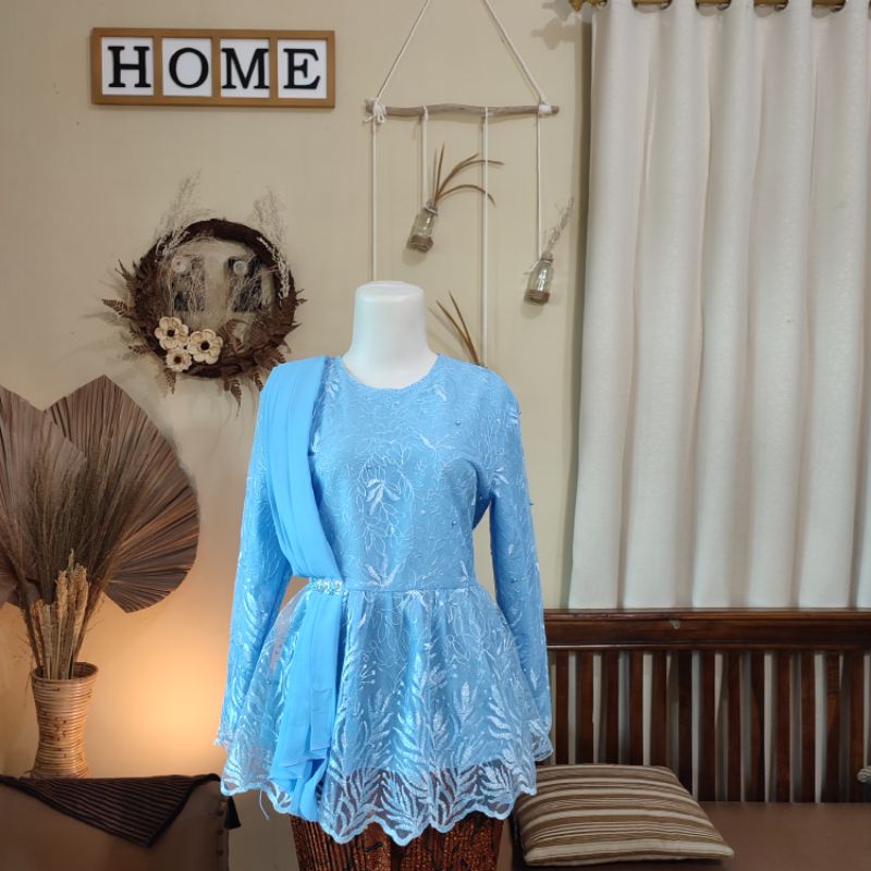 KEBAYA SELENDANG LAMARAN, WISUDA, DOMAS, BRIDESMAID (ATASAN SAJA)-Baby blue