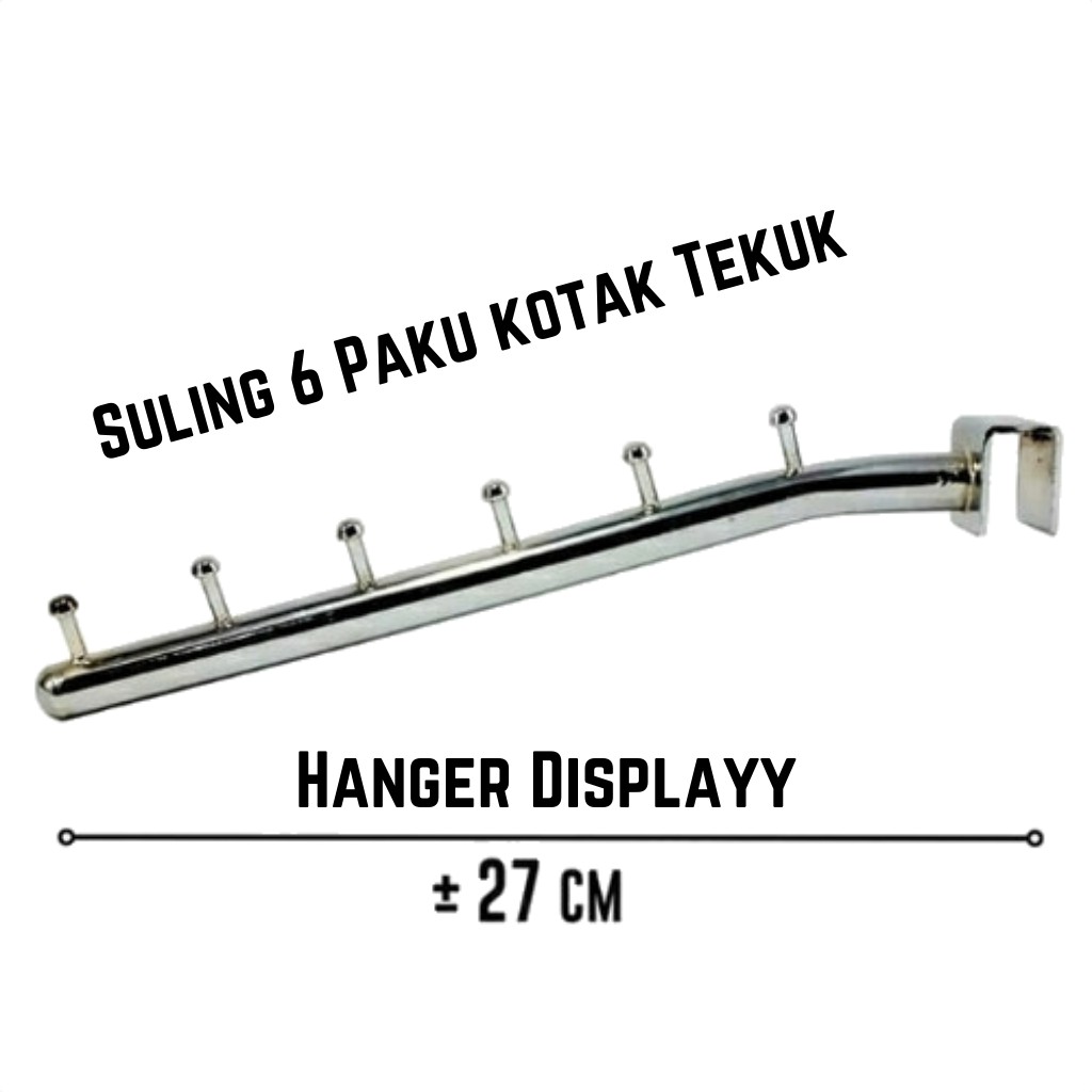 Hanger Suling Pipa Kotak 6 Titik Tekuk Gantungan Baju Display Toko