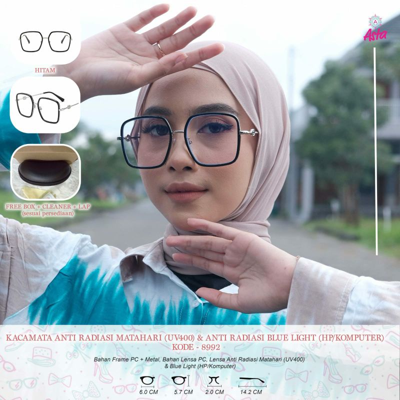 Asta Kode 8992 | Original | Kacamata Wanita Terbaru Kekinian | Kacamata Anti Blue Light | Kacamata A