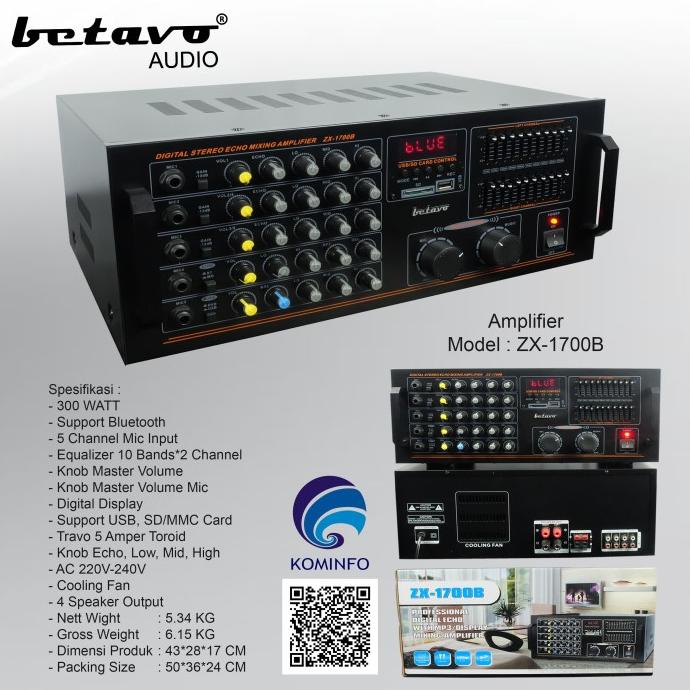 Ampli Mixer Karaoke BETAVO ZX-1700 Power Amplifier .