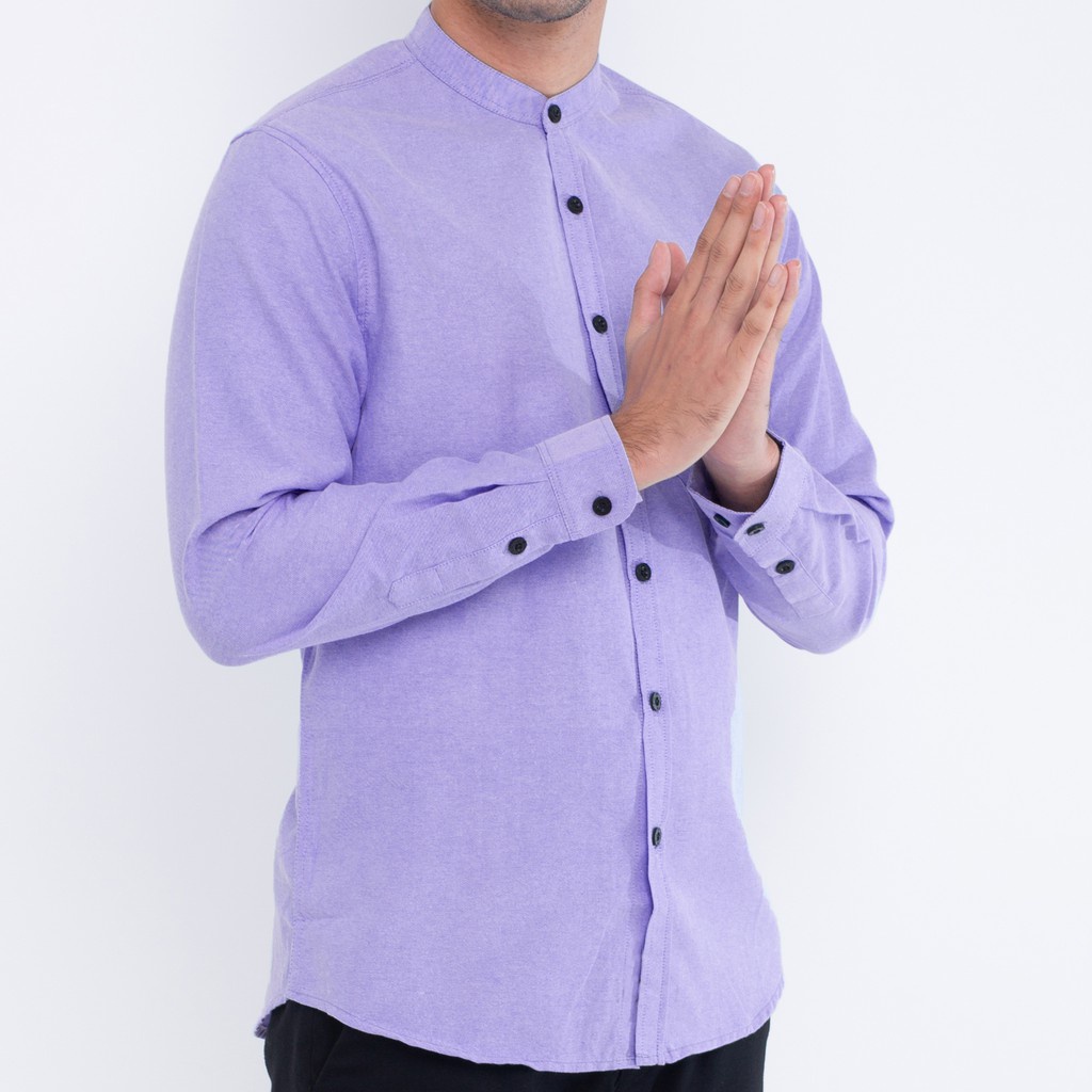Atasan Pria 530 Kemeja Pria Lengan Panjang Lilac Kerah Sanghai Slimfit Polos Premium Distro Grosir F