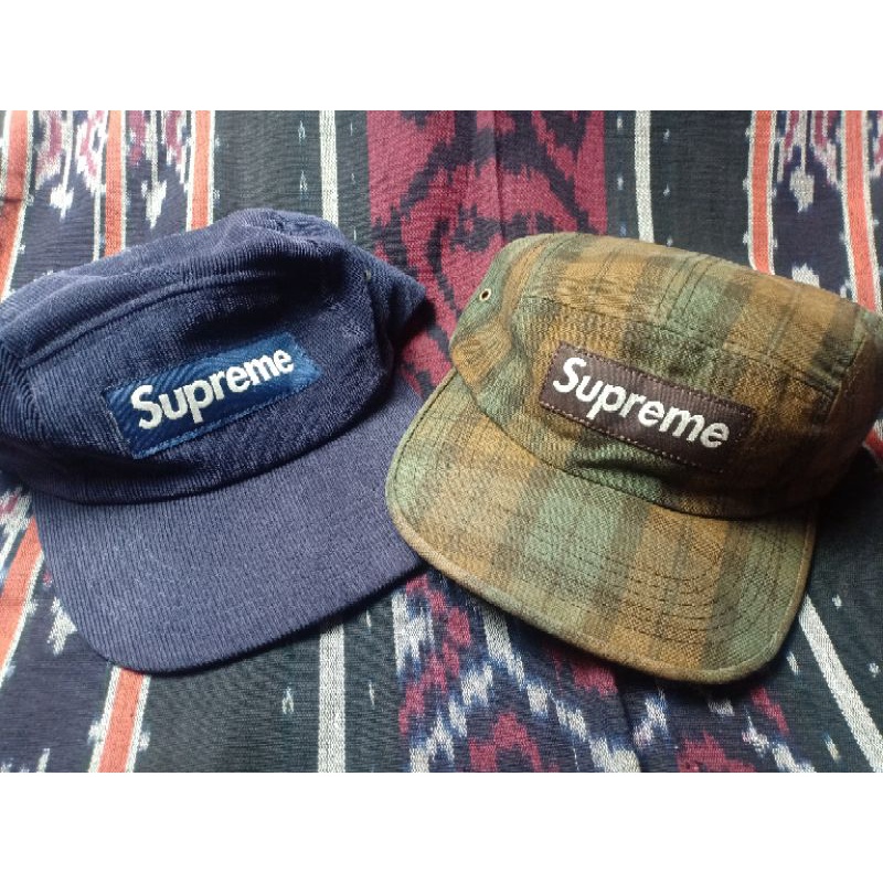 Topi Supreme Corduroy & Plaid Camp Cap