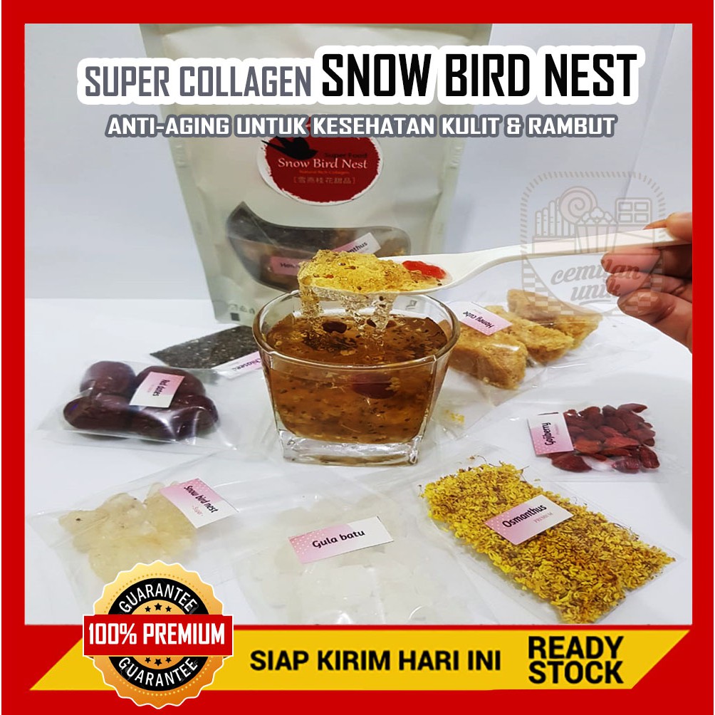 

Size S - SUPER COLLAGEN SNOW BIRD NEST anti aging collagen drink minuman kolagen peach gum dessert