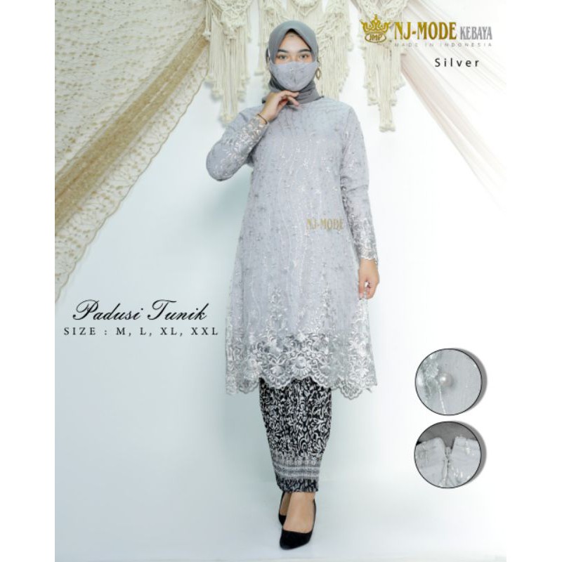 Set Kebaya Tunik Tulle Mutiara (RealPict)Free Masker/Kebaya Tunik Modern/Kebaya Tulle