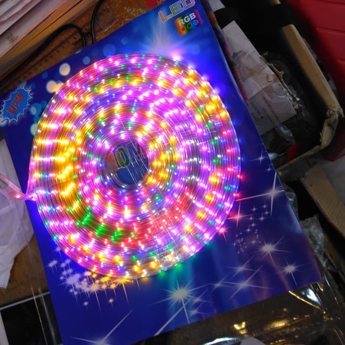 Lampu LED STRIP SELANG RAINBOW 3528 2835 8 METER + CONTROLER 220v RGB 7 FULL WARNA WARNI BISA KEDIP
