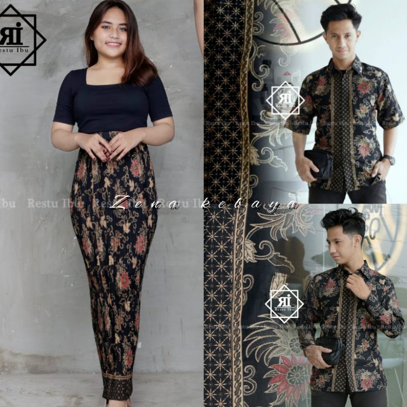 COUPLE KEMEJA BATIK COUPLE ROK BATIK MOTIF AZALEA