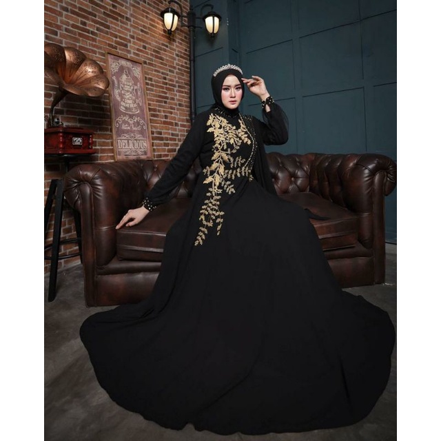 REALPICT SIAP KIRIM  RUMAYRA GOWN 2 ORI BY AURA HIJAB