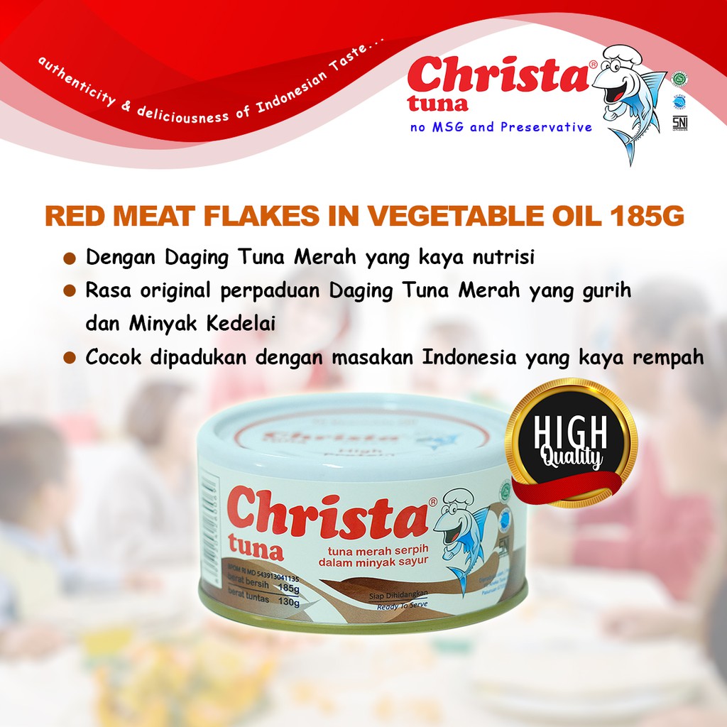 

Christa Tuna Kaleng Red Meat in Oil 185 g