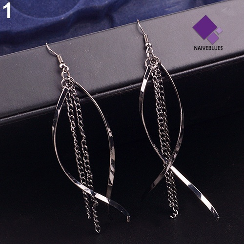 Naiveblue &gt; Anting Kait Gantung Rumbai Panjang Bahan Alloy Gaya Vintage Elegan Untuk Wanita