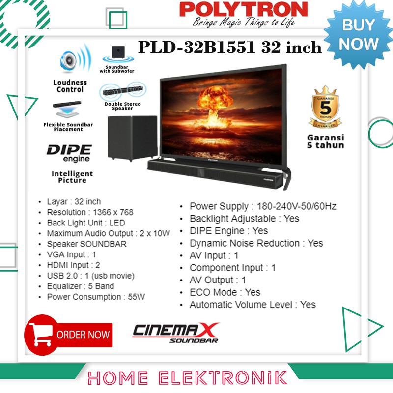 POLYTRON TV LED SOUNDBAR PLD-32B1551-32"inch