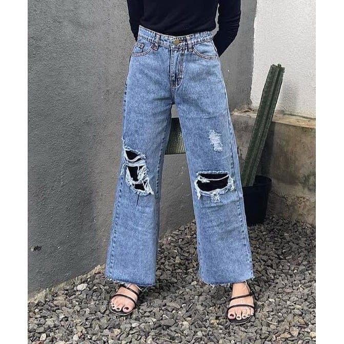 TRIVELA Free Belt - Bilby Cullotes Jeans / Jeans Highwaist Sobek Lapis / Labela Cullotes