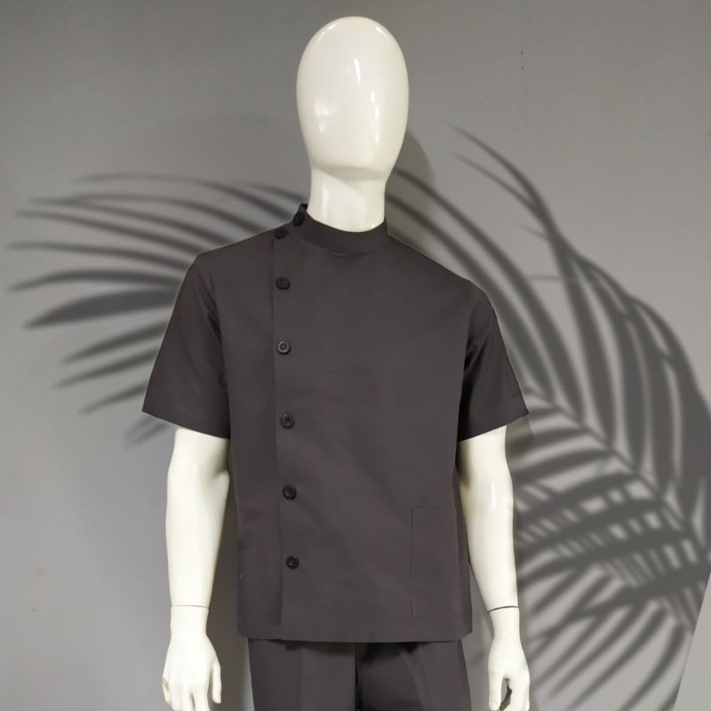 Chef Wear Baju Koki SS E Abu &amp; Coklat