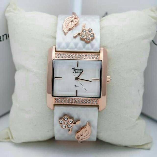 JAM TANGAN WANITA ALEXANDRE CHRISTIE 2504 AC Cewek WHITE ROSEGOLD