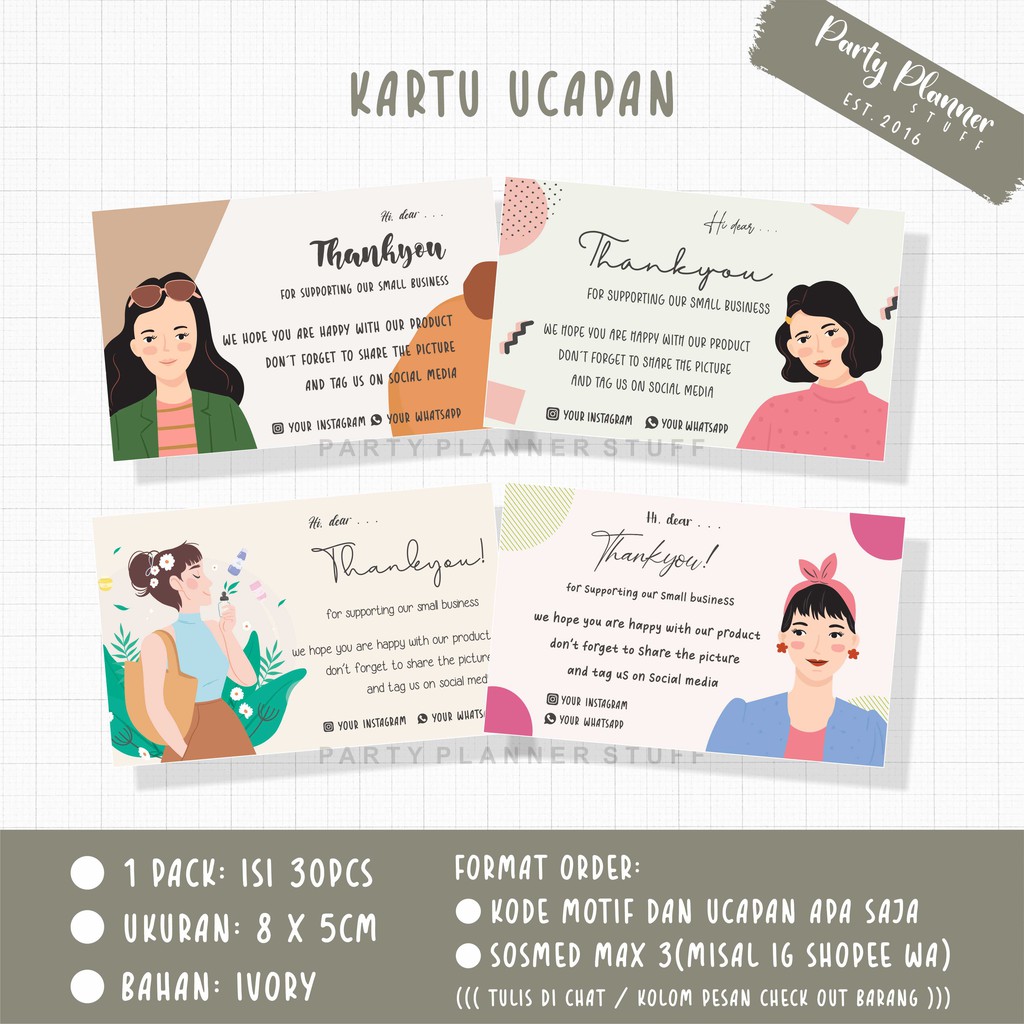 Thank you card online shop - thanks card olsho - kartu ucapan murah - kartu ucapan hijab cantik