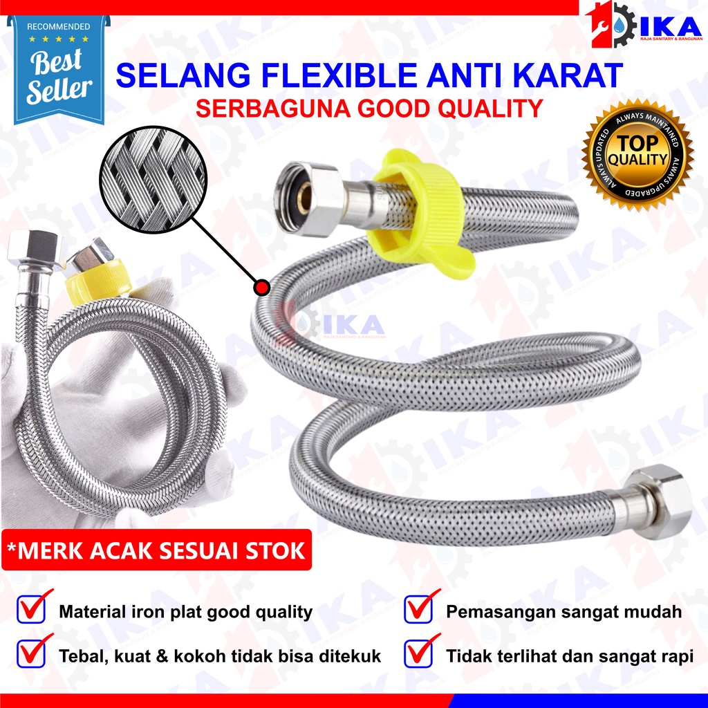 Selang Fleksibel Anyam/ Selang Anyam Drat Kuningan/Selang Closet/ Selang Fleksibel / Selang Fleksibel kloset/wastafel 30cm, 40cm, 50cm, 60cm Drat Kuningan