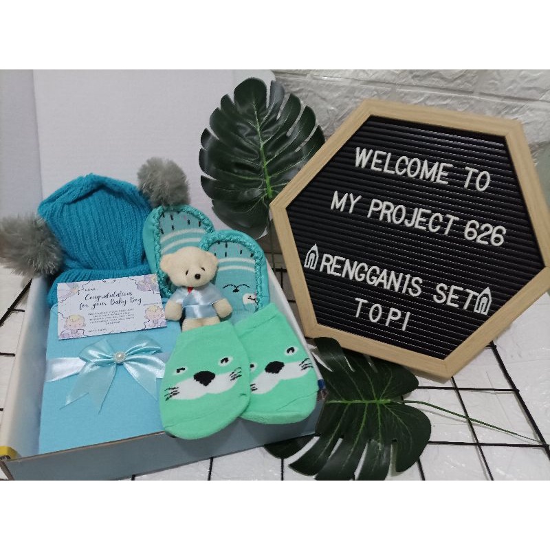 RENGGANIS SET | BABY HAMPERS BAYI GIFT KADO SET | PAKET LAHIRAN BAYI LAKI - LAKI PEREMPUAN UNISEX-Kupluk Blue