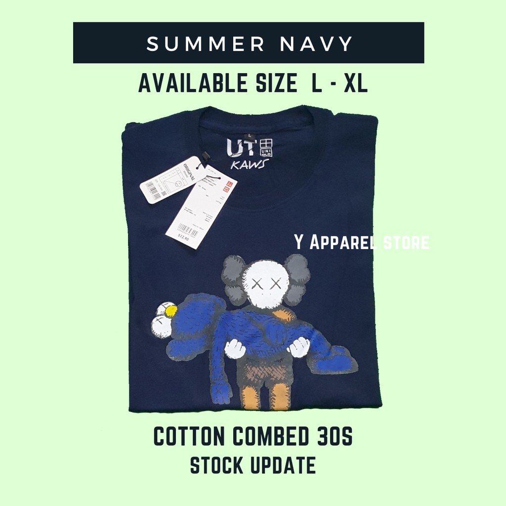 Kaos Uniqlo X kaws Summer Cotton Combed 30s Navy